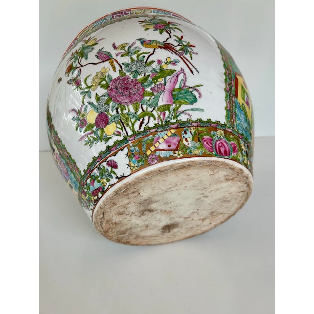 Rose Vintage Famille Rose Medallion Koi Fish Jardiniere For Sale - Image 8 of 9