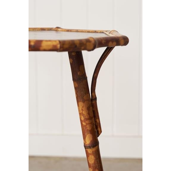 Brown Late 19th Century Aesthetic Movement English Tiger Bamboo Octogonal Table With Original Lacquer For Sale - Image 8 of 9