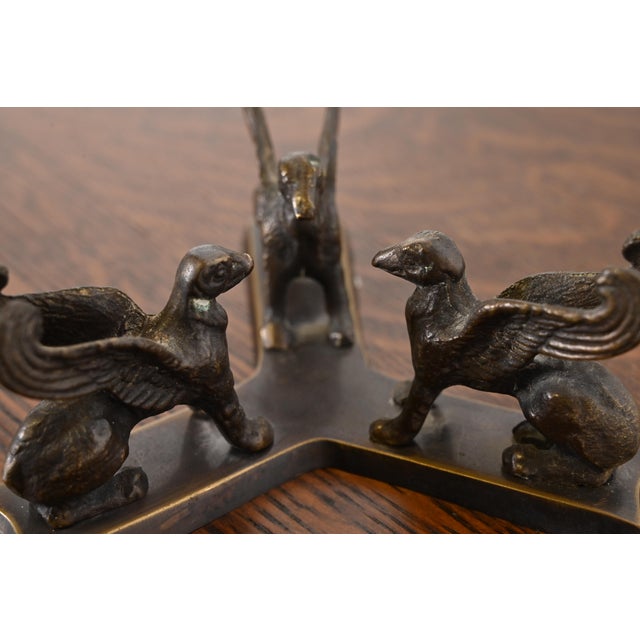 Art Deco Leopard Skin Jasper Egg on Bronze Base With Griffins For Sale In South Bend - Image 6 of 10