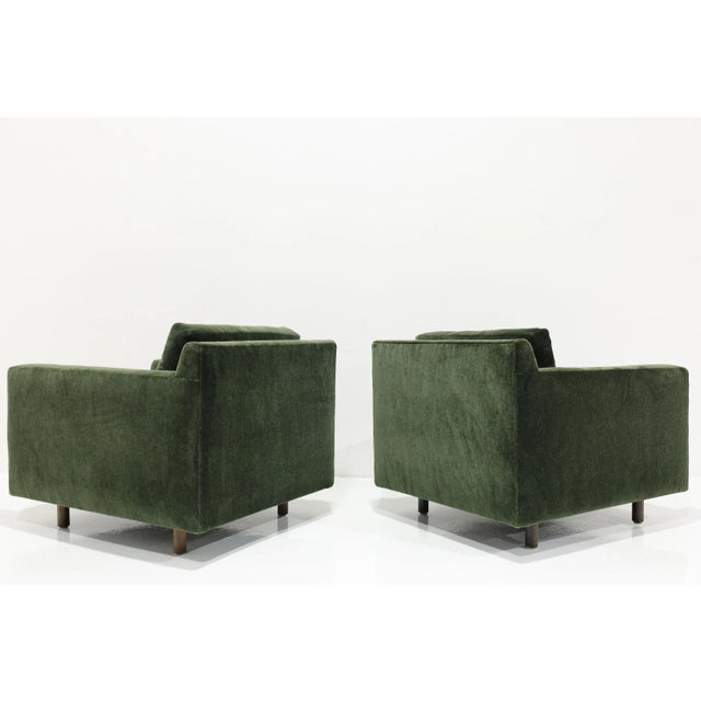Mid-Century Modern Lounge Chairs Harvey Probber Style in Forest Green Mohair For Sale - Image 3 of 8