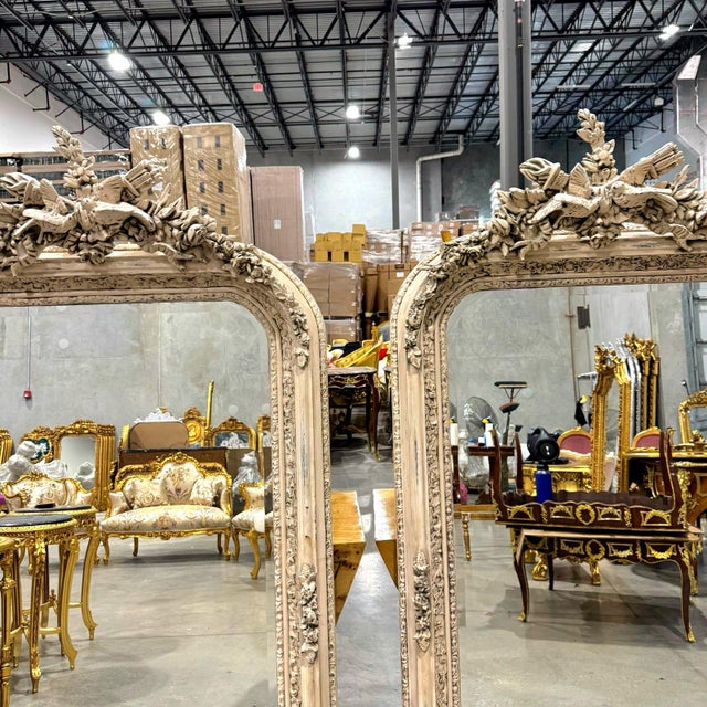 1990s Birds Motif French Style Floor Mirrors- Set of 2 For Sale - Image 4 of 12