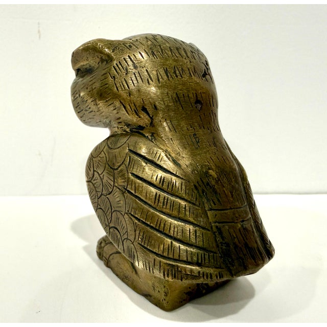 Brass Owl Figurine Vintage Statue Decor Bird Sculpture Purchased in Munich, Germany For Sale In Los Angeles - Image 6 of 10