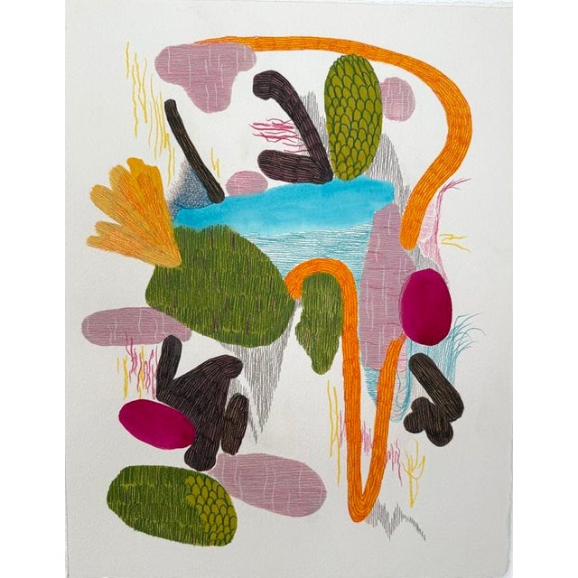 Contemporary Abstract Acrylic and Colored Pencil on Arches 300 Paper "Early Morning Perception" by Jessica Snow For Sale In New York - Image 6 of 6