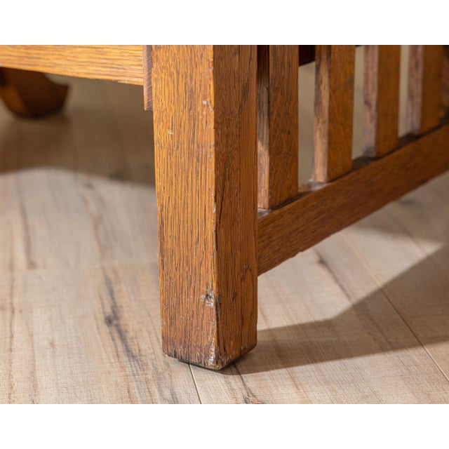 Antique Arts & Crafts Mission Quarter-Sawn Oak High-Back Lounge Chair For Sale - Image 11 of 16