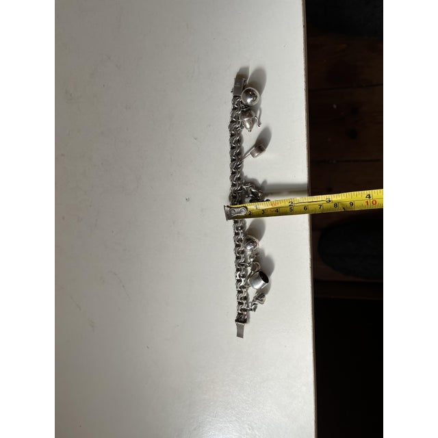 Silver Mid-Century Danish Silver Charm Bracelet with 10 Charms, 1950s For Sale - Image 8 of 9