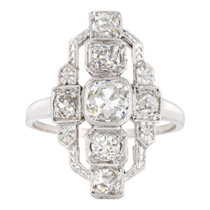 Vintage Art Deco 1.30ct Diamond Ring Sz 6 Platinum Cocktail Fine Estate Jewelry