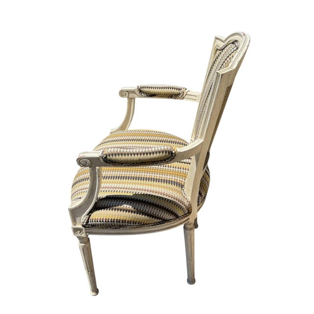 Early 20th Century Pair of Louis XVI Style Cabriolet Chairs. Hand Carved, Painted. For Sale - Image 14 of 18