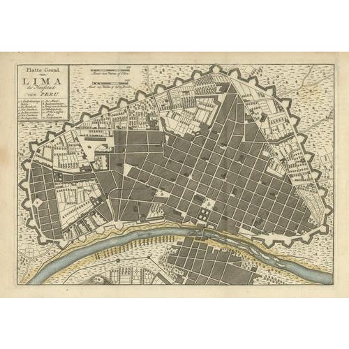 Antique Map of Lima, Peru from Isaak Tirion, 1769 For Sale - Image 3 of 9