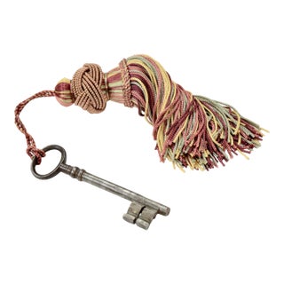 European 4” Antique Key With Tassel Color Choice For Sale