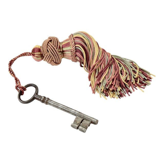 European 4” Antique Key With Tassel Color Choice For Sale