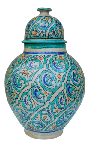 Andalusian Ceramic Lidded Vase