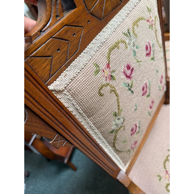 Victorian Eastlake Needlepoint Parlor Side Chairs, Pair For Sale - Image 12 of 13