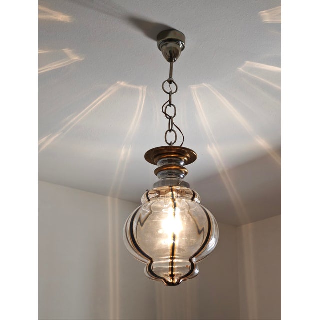 Metal Murano Glass Pendant Lamp by Toni Zuccheri, 1970s For Sale - Image 7 of 18