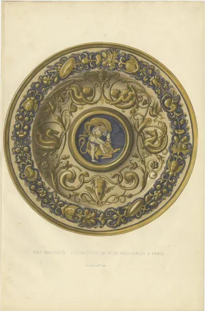 Delange, Majolica Plate of Mr. De Basilewski, 1869, Paper