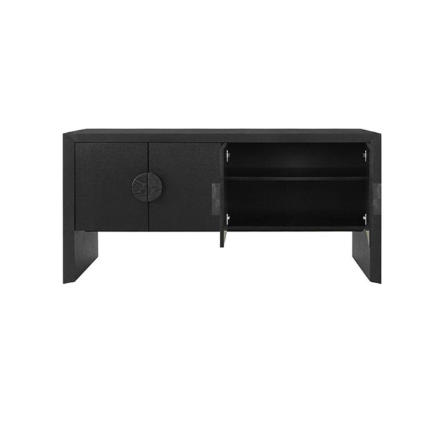 Not Yet Made - Made To Order Matthew Izzo Home Colt Black Grasscloth and Oak Buffet For Sale - Image 5 of 6