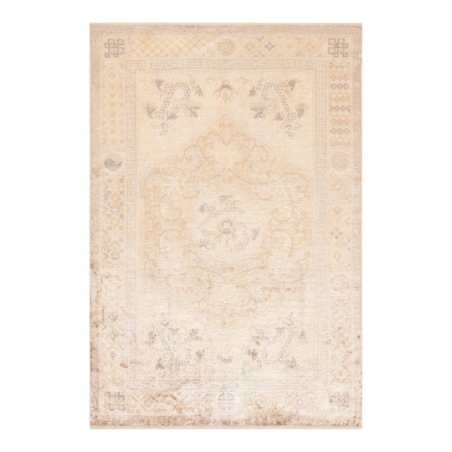 Early 20th Century Silk Chinese Dragon Carpet ( 4'2" x 6' - 127 x 183 ) For Sale