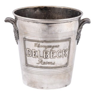 Vintage French Silver Plated Delbeck Reims Champagne Cooler, 1930 For Sale
