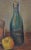 American Vintage Still Life Painting of Wine Bottle With Apples For Sale - Image 3 of 6