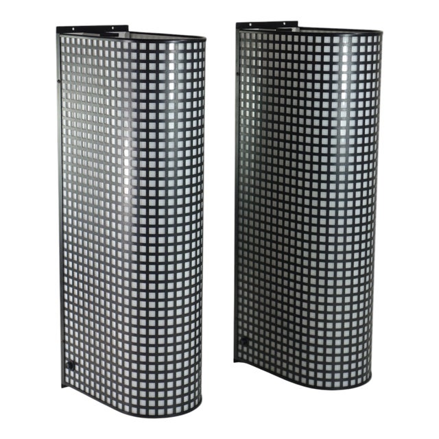 Vintage Italian Black White Wall Lamps, 1980, Set of 2 For Sale