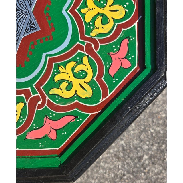Green Moroccan Hand-Painted Accent Table For Sale In Orlando - Image 6 of 6