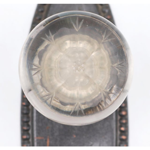 Traditional Antique Etched Floral Glass Beaded Dummy Door Knob Set For Sale - Image 3 of 6