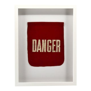 Vintage Framed Danger Flag, Wall Art Decor For Sale