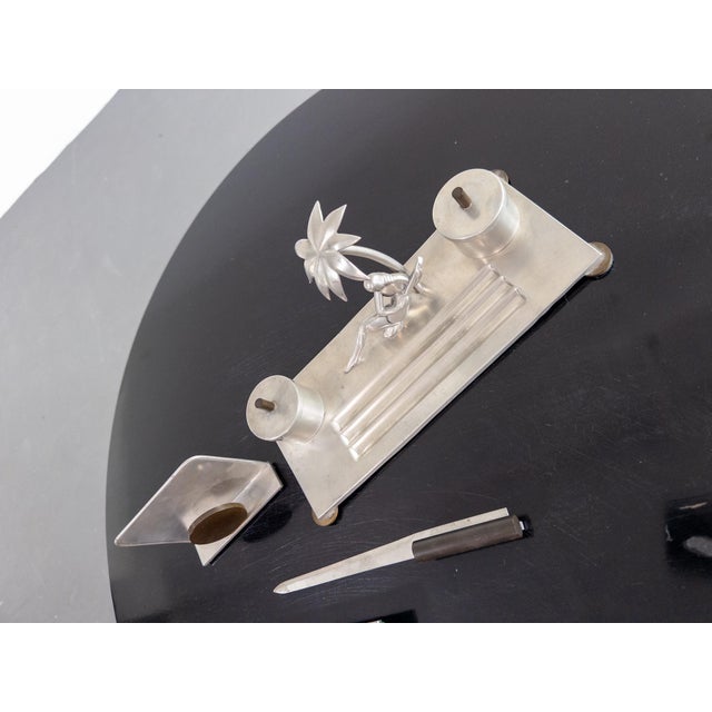 Gray Art Deco Pewter Desk Set by Carl-Einar Borgström for Ystad Tenn, Sweden, 1936, Set of 4 For Sale - Image 8 of 12