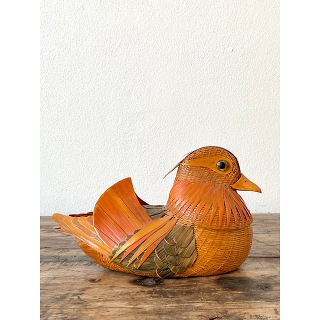Wood Vintage Shanghai Handicrafts Weave Rattan Bird For Sale - Image 7 of 12