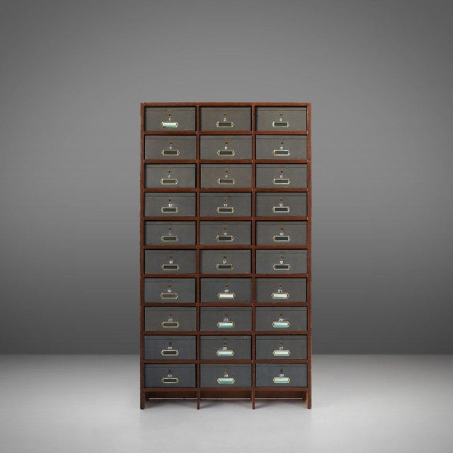 Industrial Filing Cabinet in Wood, Belgium, 1920s For Sale - Image 13 of 13