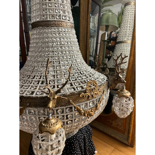 1970s Oversized Jumbo Deer 6 Head Chandelier For Sale In Atlanta - Image 6 of 10