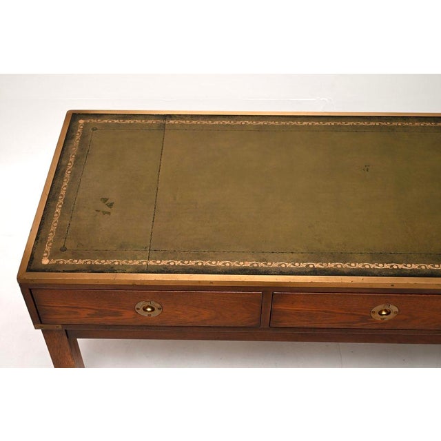 Vintage Military Campaign Style Coffee Table with Leather Top, 1950 For Sale - Image 6 of 11