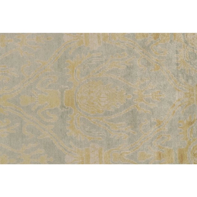 Rug & Kilim Rug & Kilim’s Oushak Style Rug in Blue and Gold With Floral Patterns For Sale - Image 4 of 8
