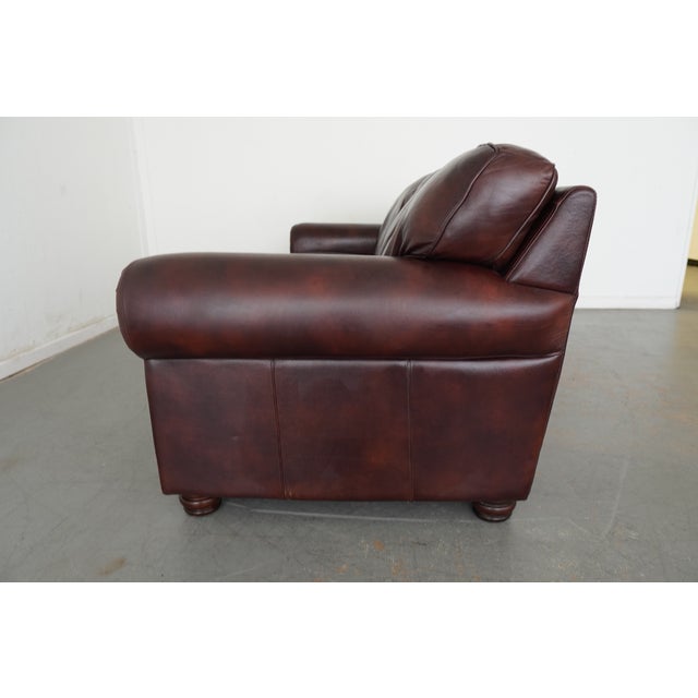 Bassett Roll Arm Leather Sofa For Sale - Image 9 of 14
