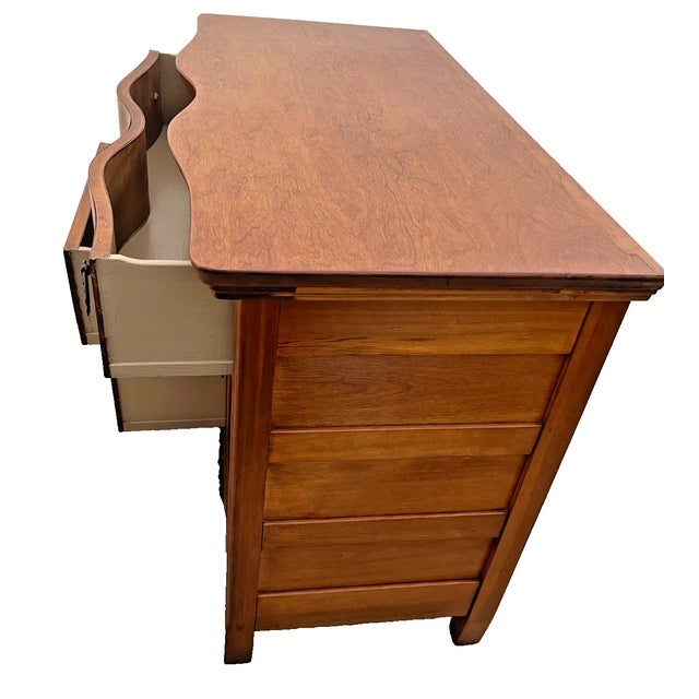 Late 19th Century Solid Cherry Antique Dresser, Washstand, Nightstand, Three Drawers, Side Cabinet, Towel Rack For Sale - Image 5 of 12