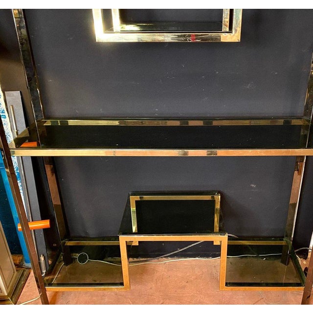 Brass Shelf in Smoked Glass, 70 For Sale - Image 3 of 10