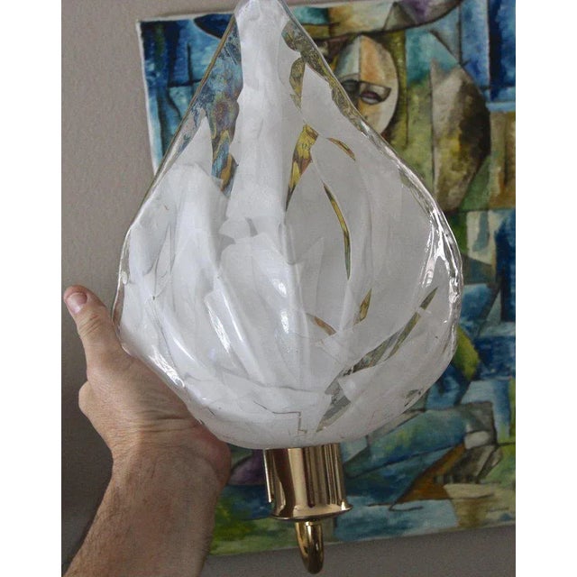 La Murrina Murano White and Clear Glass Leaf Wall Sconces - a Pair For Sale - Image 11 of 13