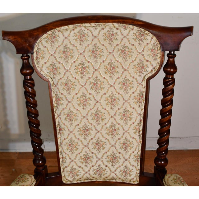 French 1870 Antique George Hunzinger Barley Twist Mahogany Platform Rocking Chair For Sale - Image 3 of 16