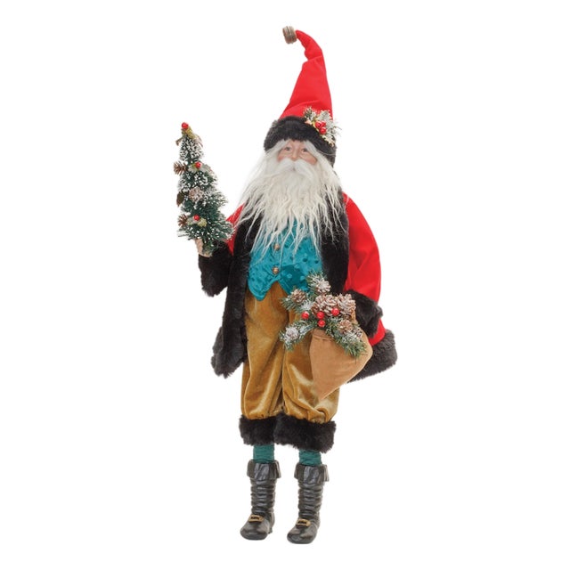 Vintage Santa with Frosted Pine Accents 26.5"H For Sale