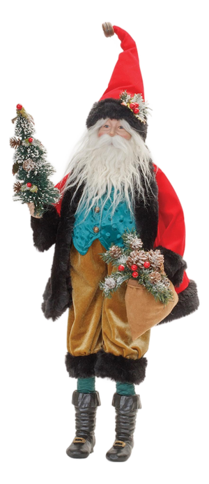 Vintage Santa with Frosted Pine Accents 26.5"H
