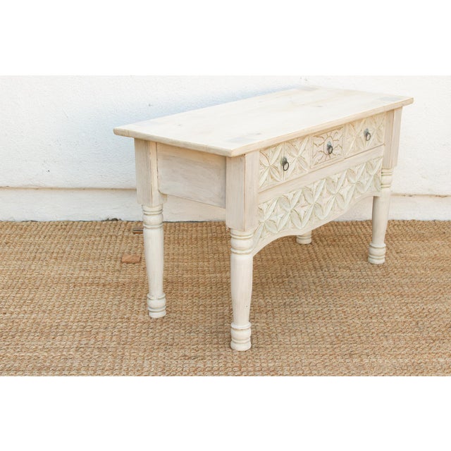 Reclaimed Wood Whitewash Carved Nahuala Console For Sale - Image 13 of 14