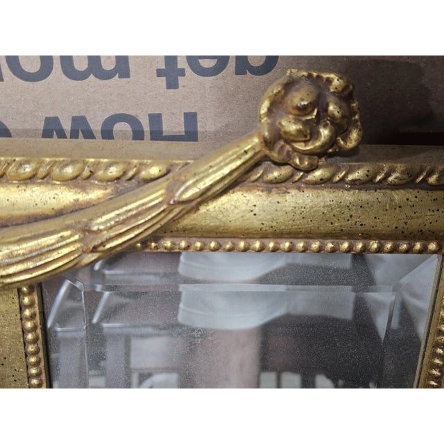 Late 20th Century Late 20th Century Ethan Allen Gold Guilt Bevel Edged Triple Hanging Mirror Mantel Mirror For Sale - Image 5 of 6