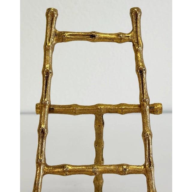 Metal Vintage Brass Faux Bamboo Motif Table Easel For Sale - Image 7 of 8