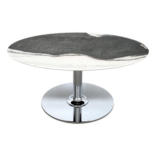 Italian Marble and Chrome Coffee Table, 1980s For Sale
