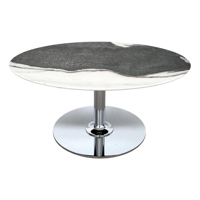 Italian Marble and Chrome Coffee Table, 1980s For Sale