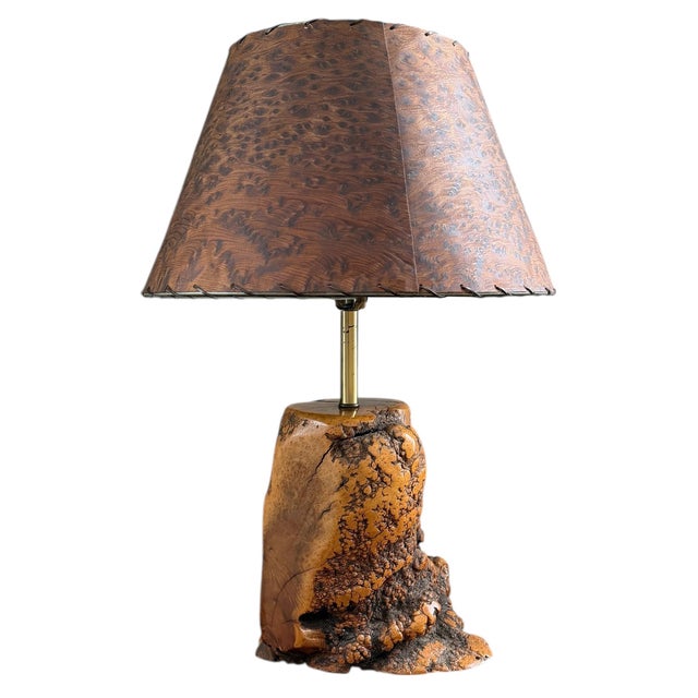 Mid-20th Century American Burl Wood Lamp For Sale - Image 4 of 14