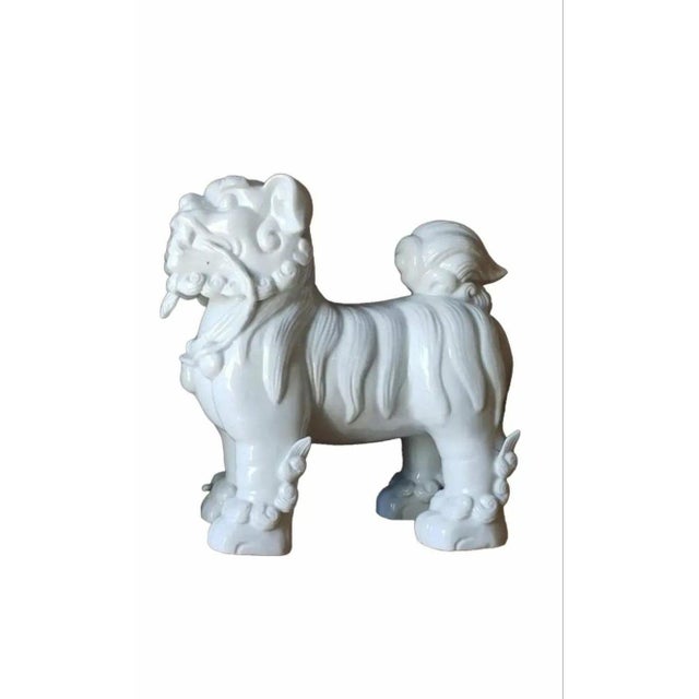 Mid-Century Japanese Blanc De Chine Porcelain Standing Foo Dogs - A Pair For Sale - Image 9 of 13