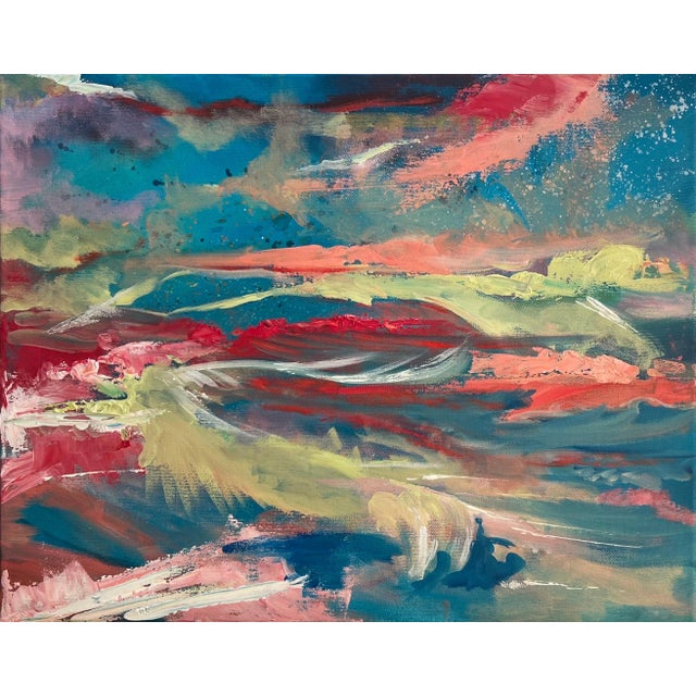Early 21st Century Pink & Turquoise Abstract Expressionist Painting by Contemporary British Artist 2025 For Sale - Image 5 of 18