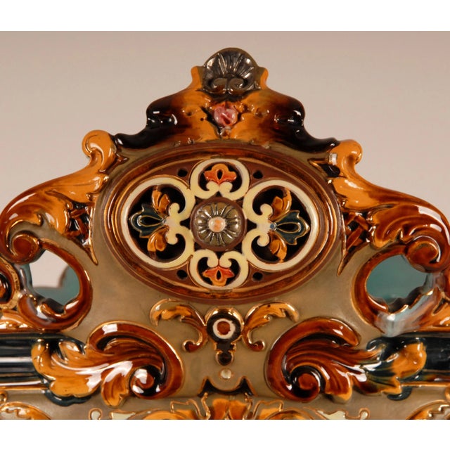 Dresden Porcelain Antique Centerpiece Ceramic Renaissance Revival Majolica Vase For Sale - Image 4 of 13