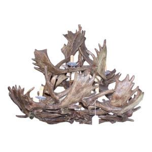 1990s Extremely Large Baronial Hunting Lodge Style Moose Antler Horn Chandelier