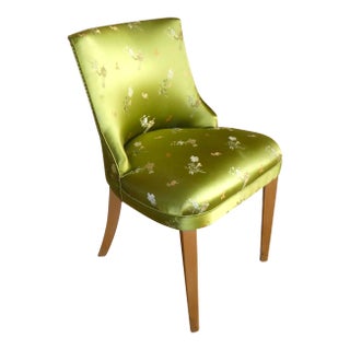 1940's Vintage Emerald Green Barrel Back Chair in Chinoiserie For Sale